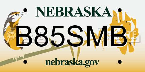 B85SMB Nebraska License Plate