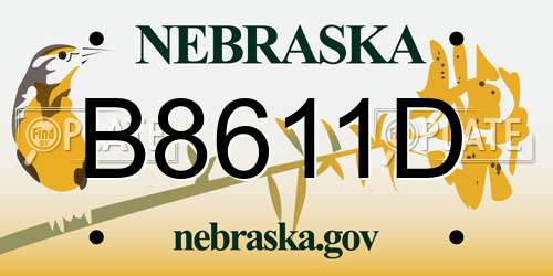 B8611D Nebraska License Plate