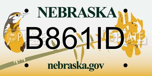B861ID Nebraska License Plate