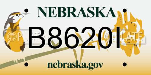 B8620I Nebraska License Plate
