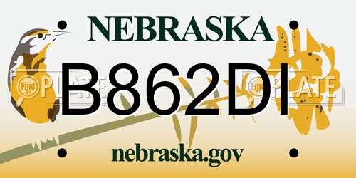 B862DI Nebraska License Plate
