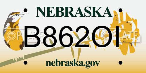 B862OI Nebraska License Plate