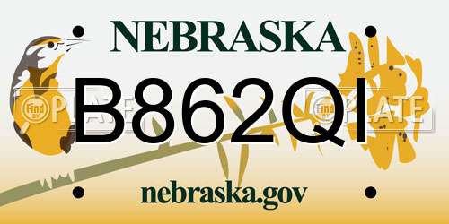 B862QI Nebraska License Plate