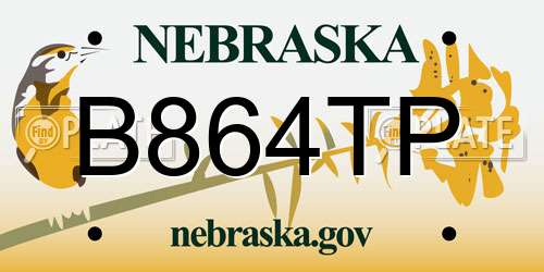 B864TP Nebraska License Plate
