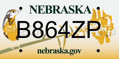 B864ZP Nebraska License Plate