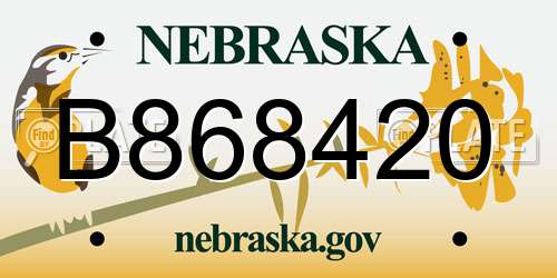 B868420 Nebraska License Plate