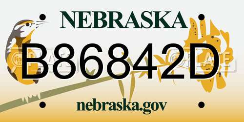 B86842D Nebraska License Plate