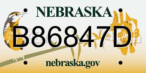 B86847D Nebraska License Plate