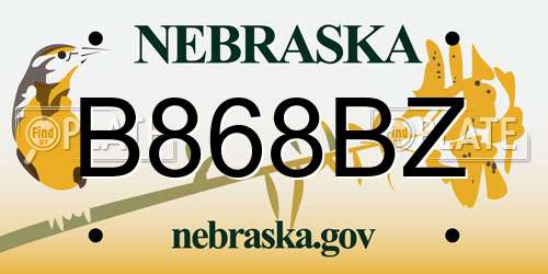 B868BZ Nebraska License Plate