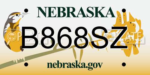 B868SZ Nebraska License Plate