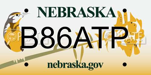 B86ATP Nebraska License Plate