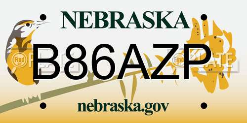 B86AZP Nebraska License Plate