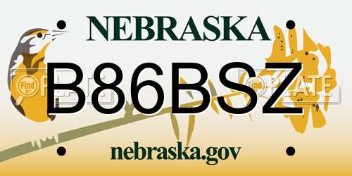 B86BSZ Nebraska License Plate