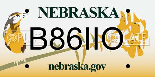 B86IIO Nebraska License Plate