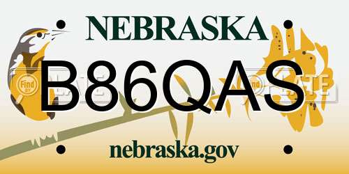B86QAS Nebraska License Plate