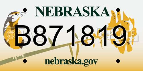 B871819 Nebraska License Plate