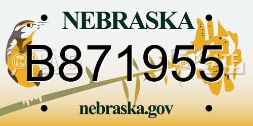 B871955 Nebraska License Plate