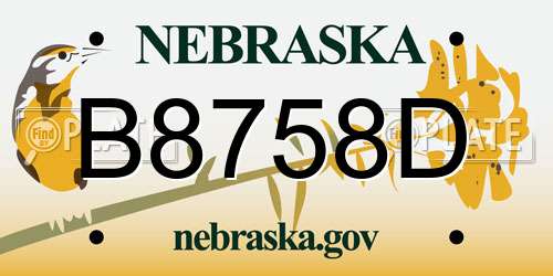 B8758D Nebraska License Plate