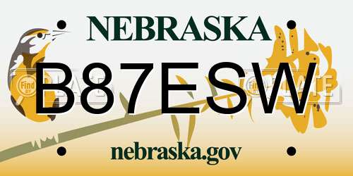 B87ESW Nebraska License Plate
