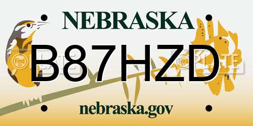 B87HZD Nebraska License Plate