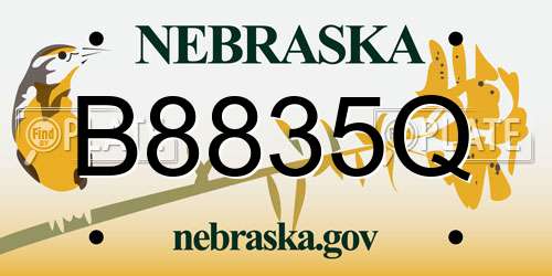 B8835Q Nebraska License Plate