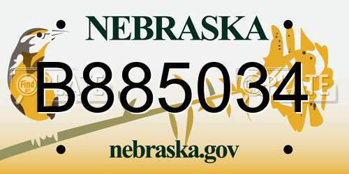 B885034 Nebraska License Plate