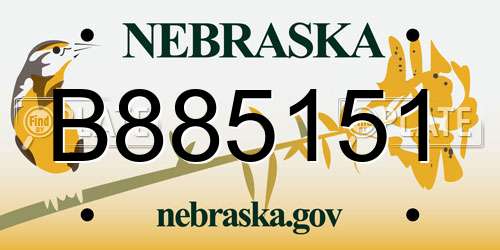 B885151 Nebraska License Plate
