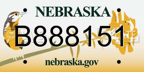 B888151 Nebraska License Plate