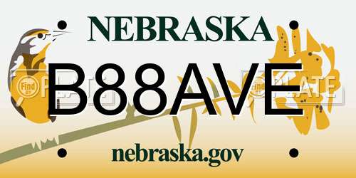 B88AVE Nebraska License Plate