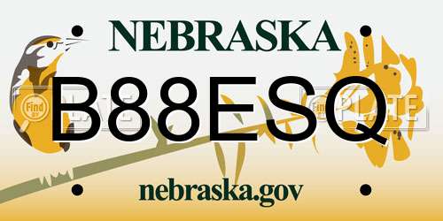 B88ESQ Nebraska License Plate