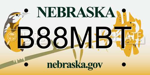 B88MBT Nebraska License Plate