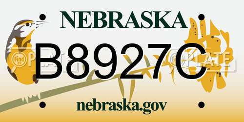 B8927C Nebraska License Plate