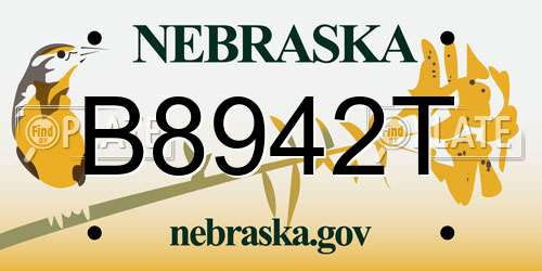 B8942T Nebraska License Plate
