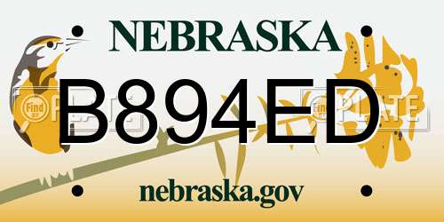 B894ED Nebraska License Plate