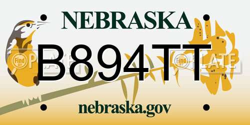 B894TT Nebraska License Plate