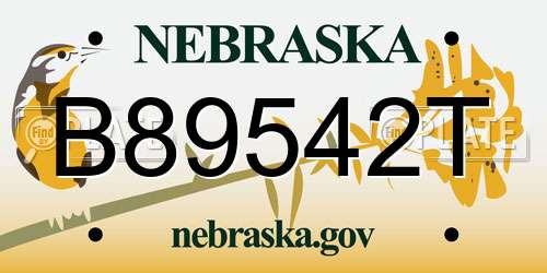 B89542T Nebraska License Plate