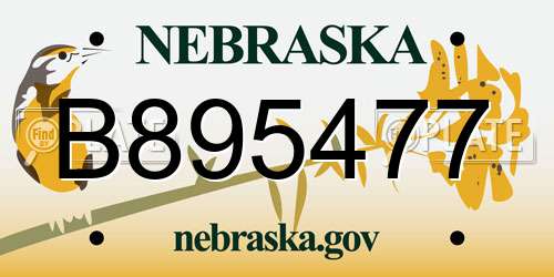 B895477 Nebraska License Plate