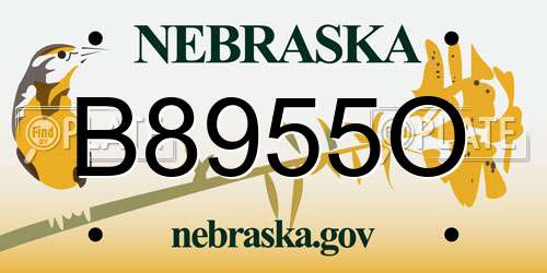 B8955O Nebraska License Plate