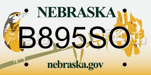 B895SO Nebraska License Plate