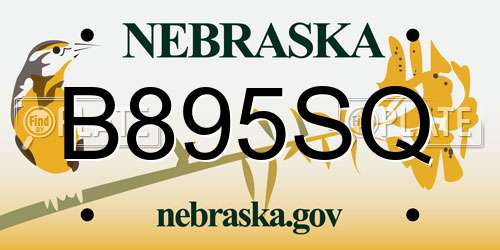 B895SQ Nebraska License Plate