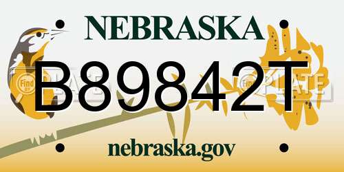 B89842T Nebraska License Plate