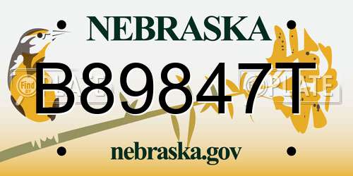 B89847T Nebraska License Plate