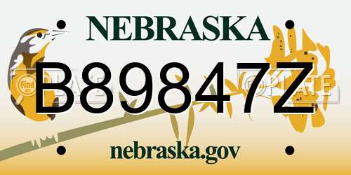 B89847Z Nebraska License Plate