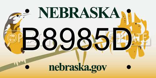 B8985D Nebraska License Plate