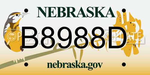 B8988D Nebraska License Plate