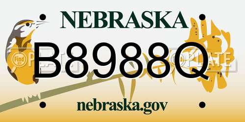 B8988Q Nebraska License Plate