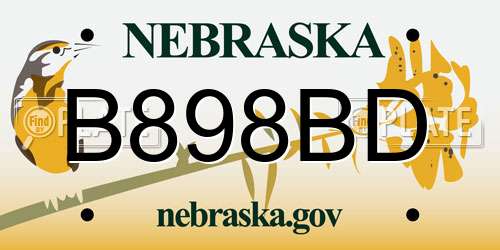 B898BD Nebraska License Plate