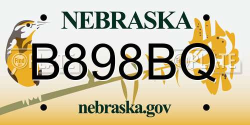 B898BQ Nebraska License Plate