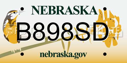 B898SD Nebraska License Plate