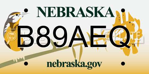 B89AEQ Nebraska License Plate